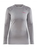 Топъл дамски комплект термобельо Craft Core, състоящ се от блуза с дълъг ръкав и клин, в сив цвят