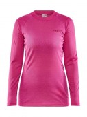Топъл дамски комплект термобельо Craft Core, състоящ се от блуза с дълъг ръкав и клин, в розов цвят