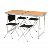 Комплект сгъваема маса с 4 стола Easy Camp Belfort, бамбуков плот и алуминиева рамка
